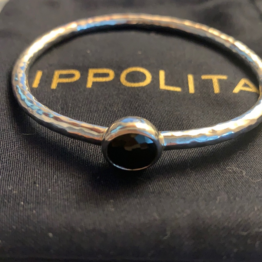 Ippolita Wonderland hinge bangle in sterling silver with a hematite stone